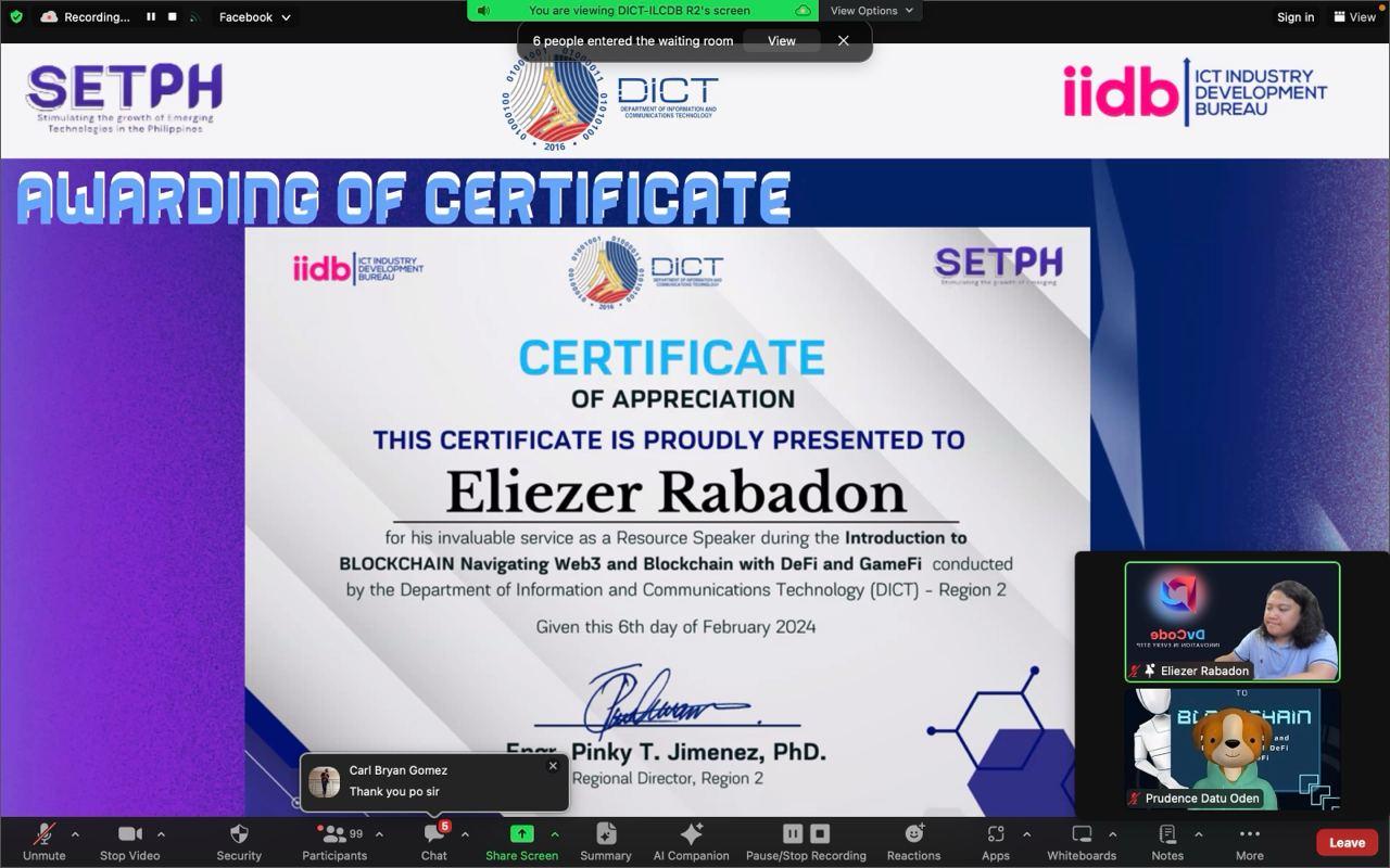 Introduction to Web3 and Blockchain with DeFi and GameFi with DICT Region 2