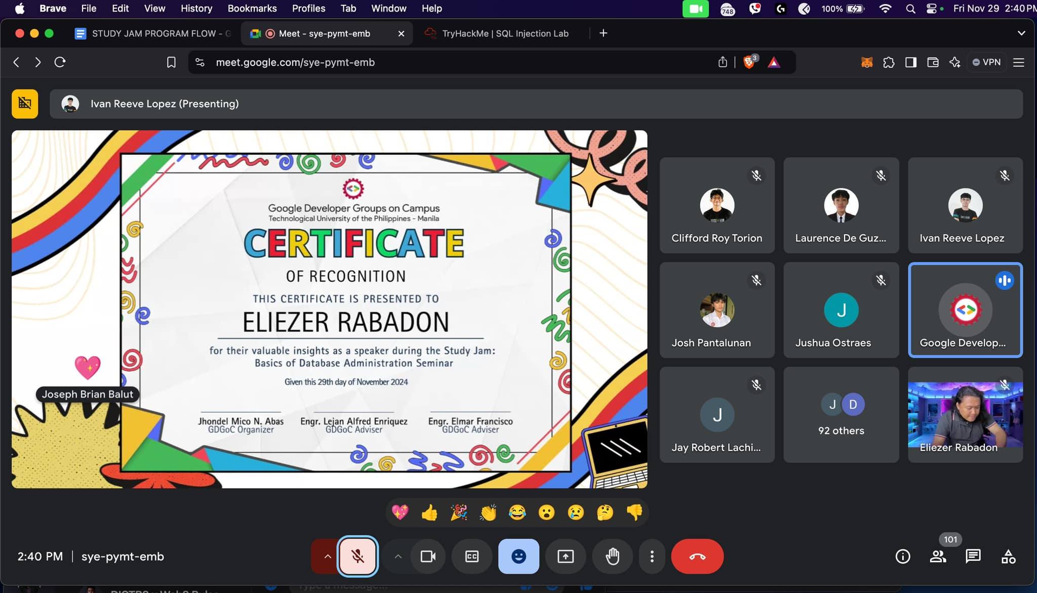 Mastering Databases: Study Jam Session with GDGC TUP Manila